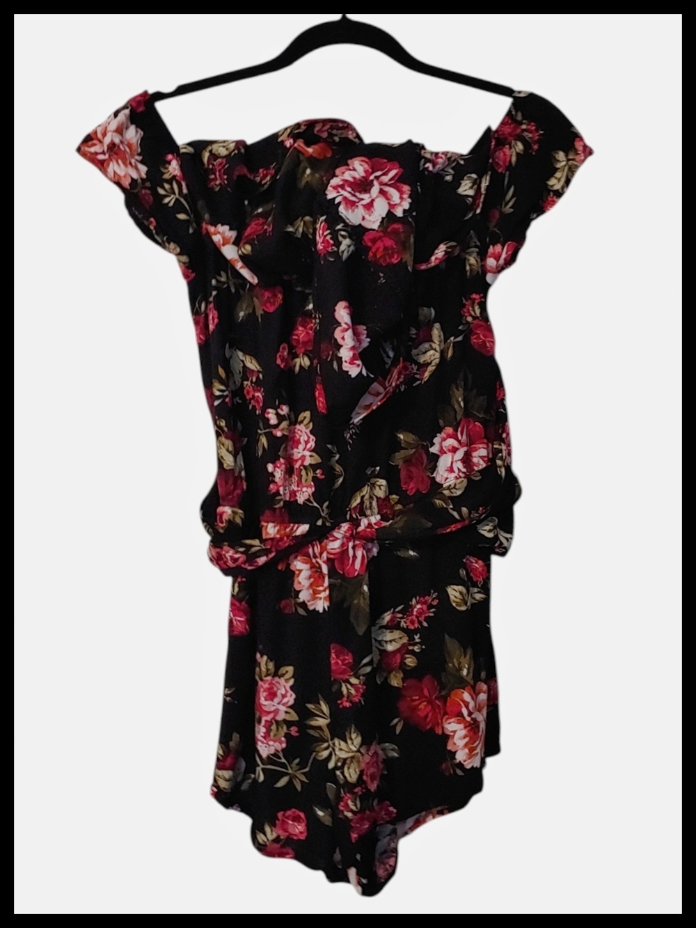 Black Floral Maxi Romper/Shorts/Dress - Picture 2 of 4